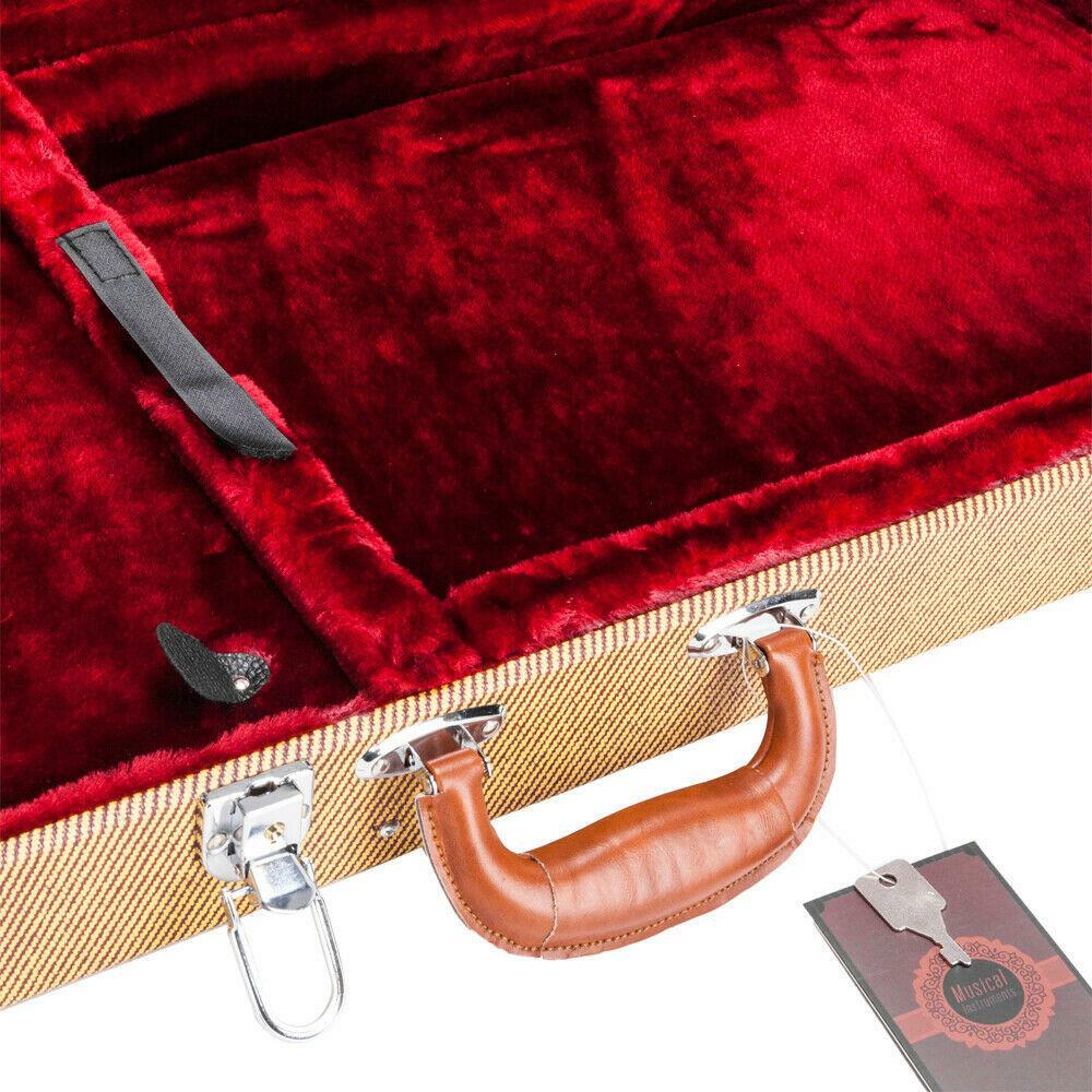 Glarry Electric Guitar Hard Case Bag Rectangular with Lock Yellow Color