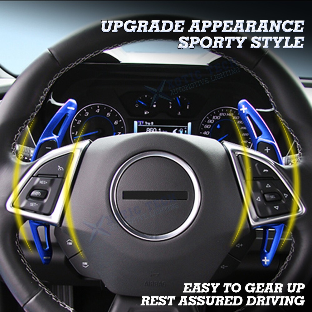 Black/Red Paddle Shift Steering Wheel Shift Extension For Chevy Camaro Corvette