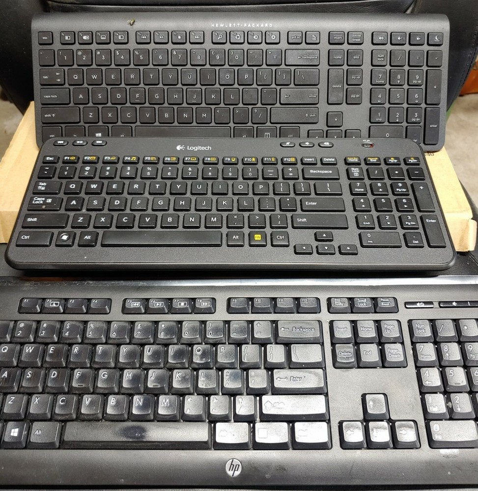 Wireless Keyboard Lot - Logitech, HP Hewlett-Packard *Untested* Missing USB Conn
