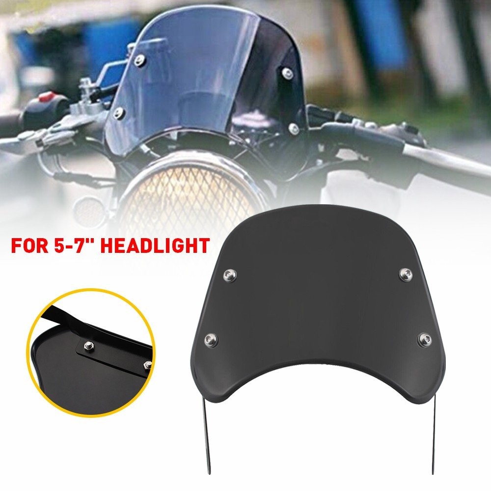 5-7" Headlamp Windshield Front Flyscreen Windscreen w/ Mount Bracket Motorcycle