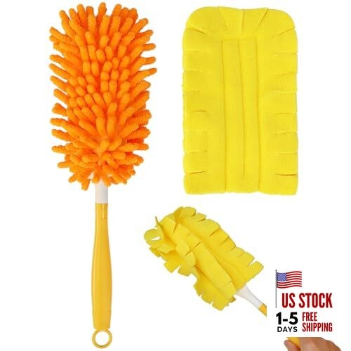 2 Pcs with 1 Handle Reusable Duster Refills, Washable Microfiber Dusters,