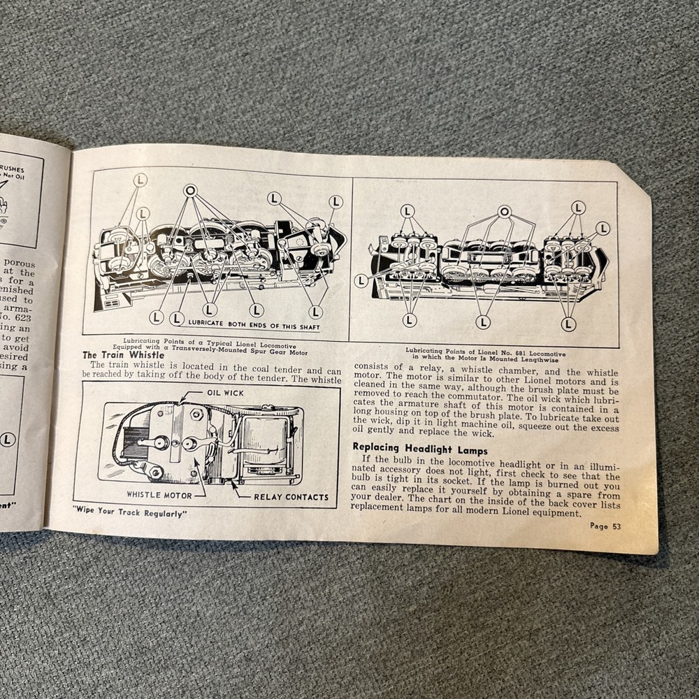 Lionel Trains instructions for assembling & operating booklet from 1952. Missing