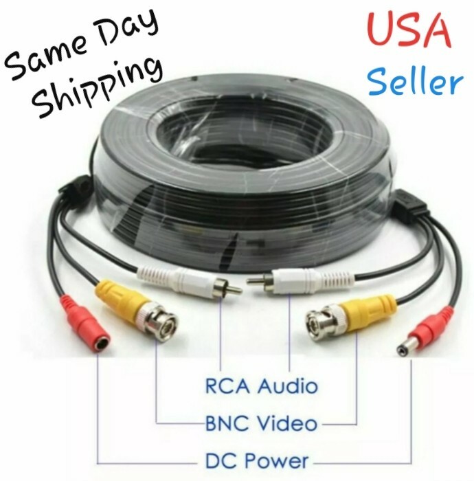 NEW! 100ft Security Camera VIDEO & AUDIO Power Cable BNC Wire DVR CCTV FAST SHIP