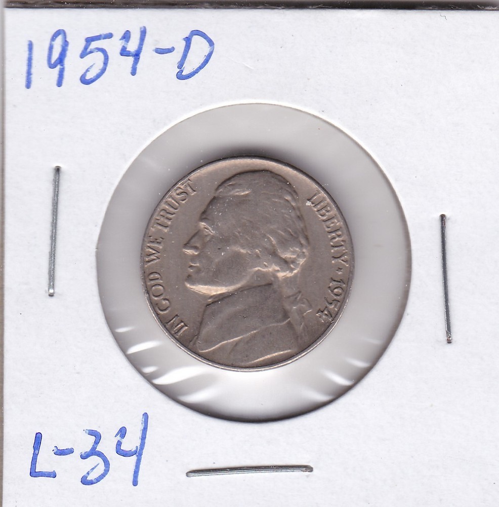 1954-D Jefferson Nickel L34