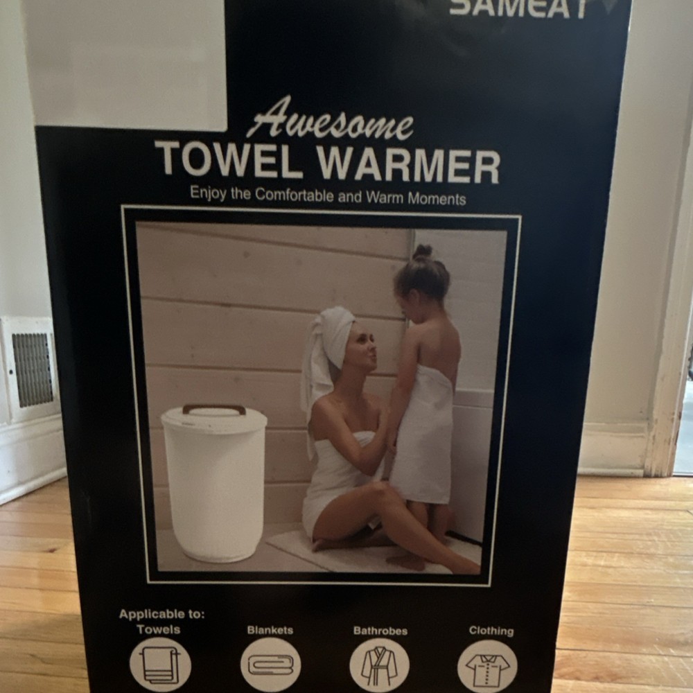 SAMEAT Towel Warmer White TW-ST1912, Fits 2 Large Towels, Rapid Heating, Timer