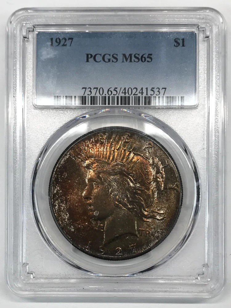 1927 P Peace Silver Dollar PCGS MS-65 - Toned