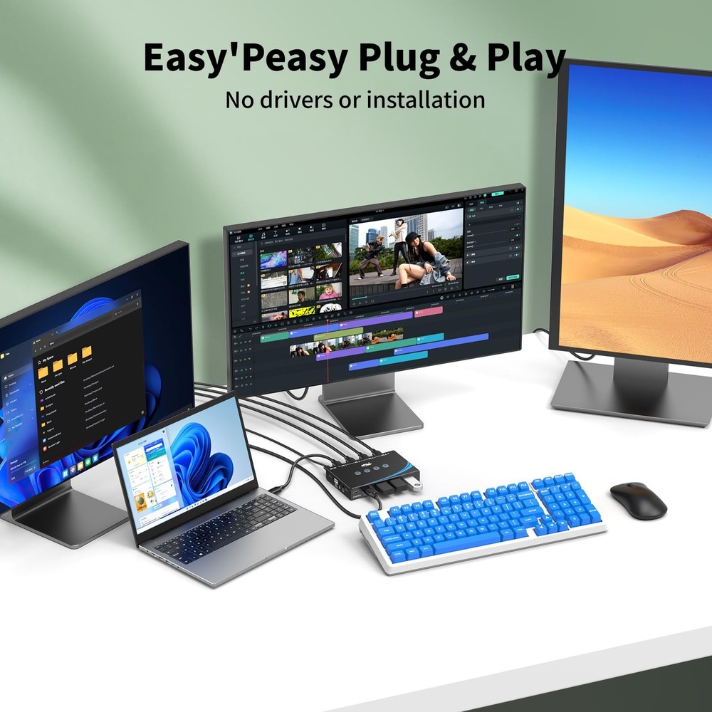 USB 3.0 Switch 4 Computers Sharing USB Peripherals, 4 Port USB Switcher Shari...