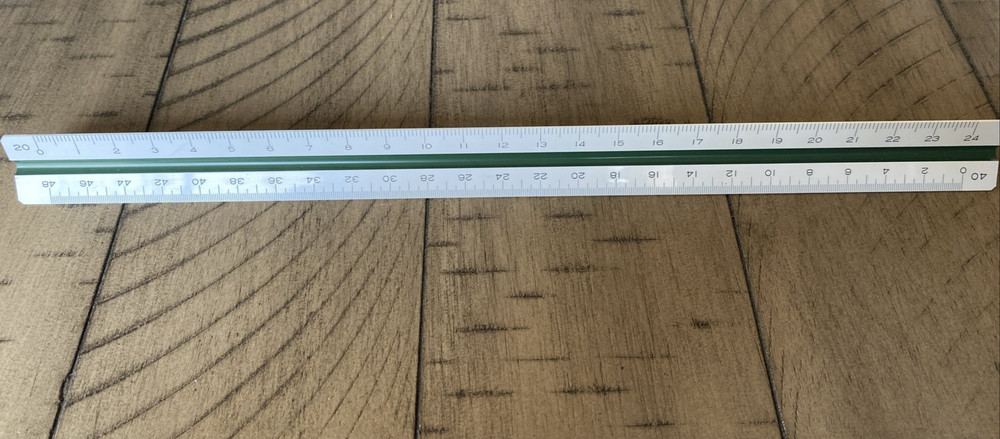 Vintage Pickett 235 Engineers Scale Plastic Triangle Ruler w/Case