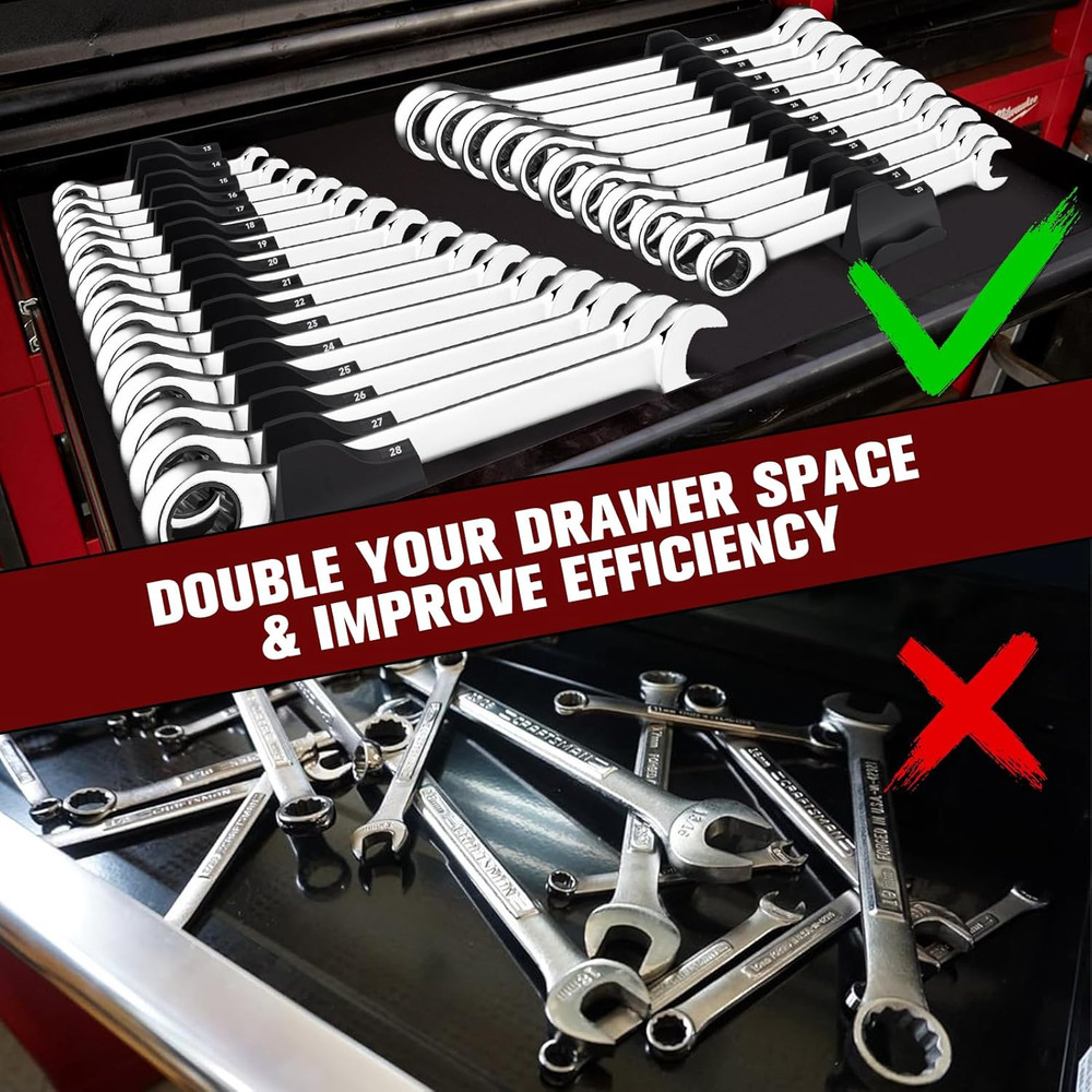21-Tool Magnetic Wrench Organizer, Customizable Wrench Organizer Set for Tool B