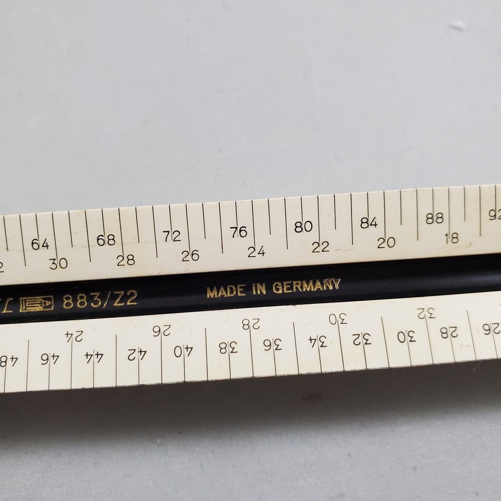 Faber Castell Triangular Engineering Ruler w/ Green Box 883/72 Germany Vintage