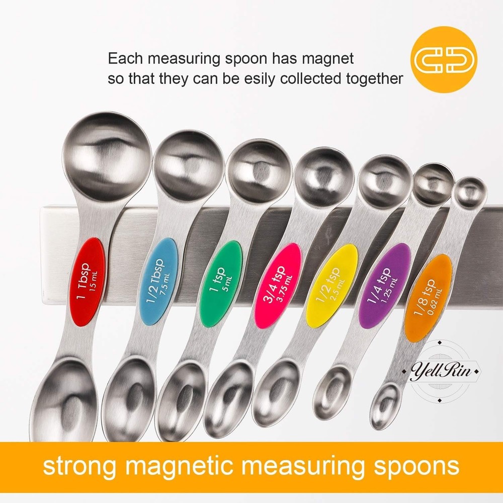 Stackable Magnetic Measuring Spoons - 8-Piece Stainless Steel Culinary Precision