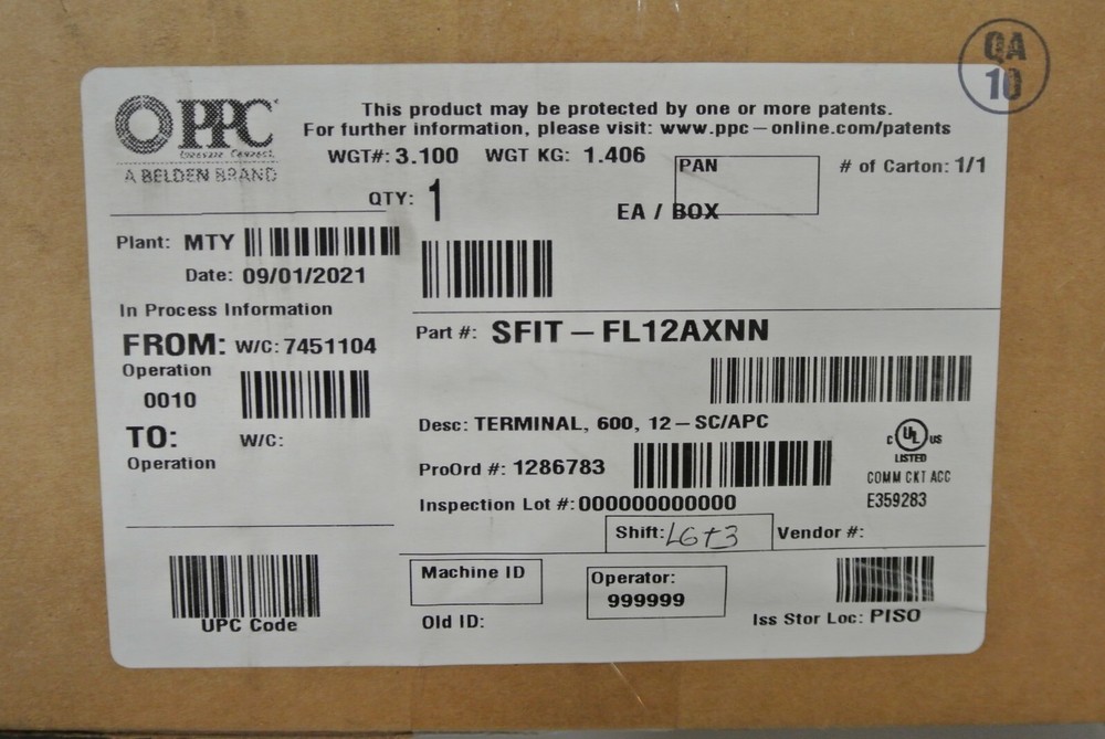 PPC Stackable Fiber Interface Terminal SFIT-FL12AXNN