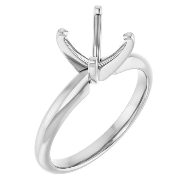 Round 12mm Semi Mount Ring Setting 925 Sterling Silver Engagement Ring
