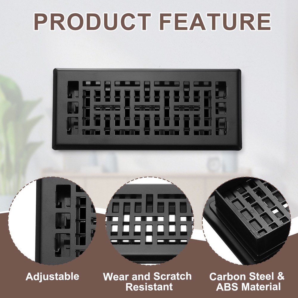 2 Piece 4"x10" Ventilation Grille Black