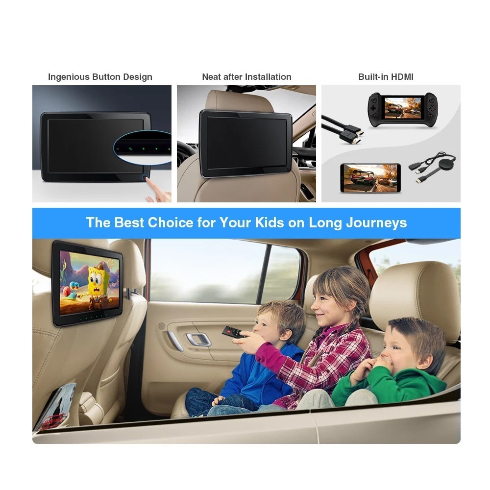 XTRONS 11.6” Car Headrest TV – IPS Screen Portable Multimedia Player | USB & SD