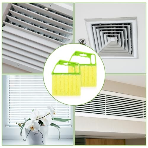 2-Pack Microfiber Blind Cleaner Tools - 7-Finger Washable Duster for Venetian