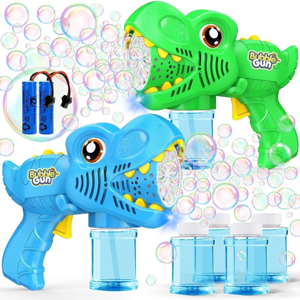 Bubble 2 Pack Dino Bubble Machine for Toddlers with 4 Solutions Easter Basket...