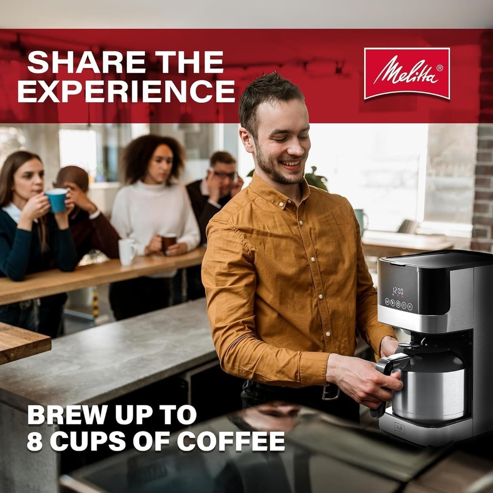 Melitta Aroma Tocco Thermal 8-Cup Programmable Drip Coffee Maker with Filters