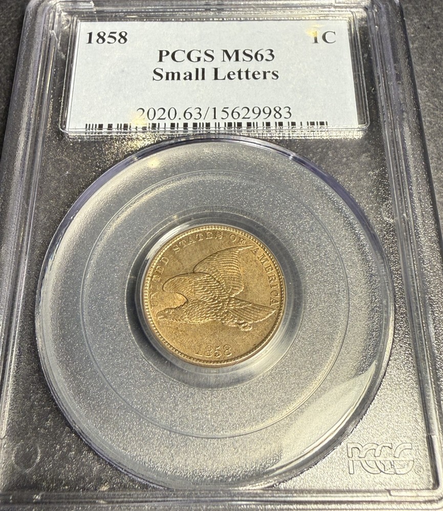 1858 S/L Flying Eagle Cent, MS63 PCGS. (15784)
