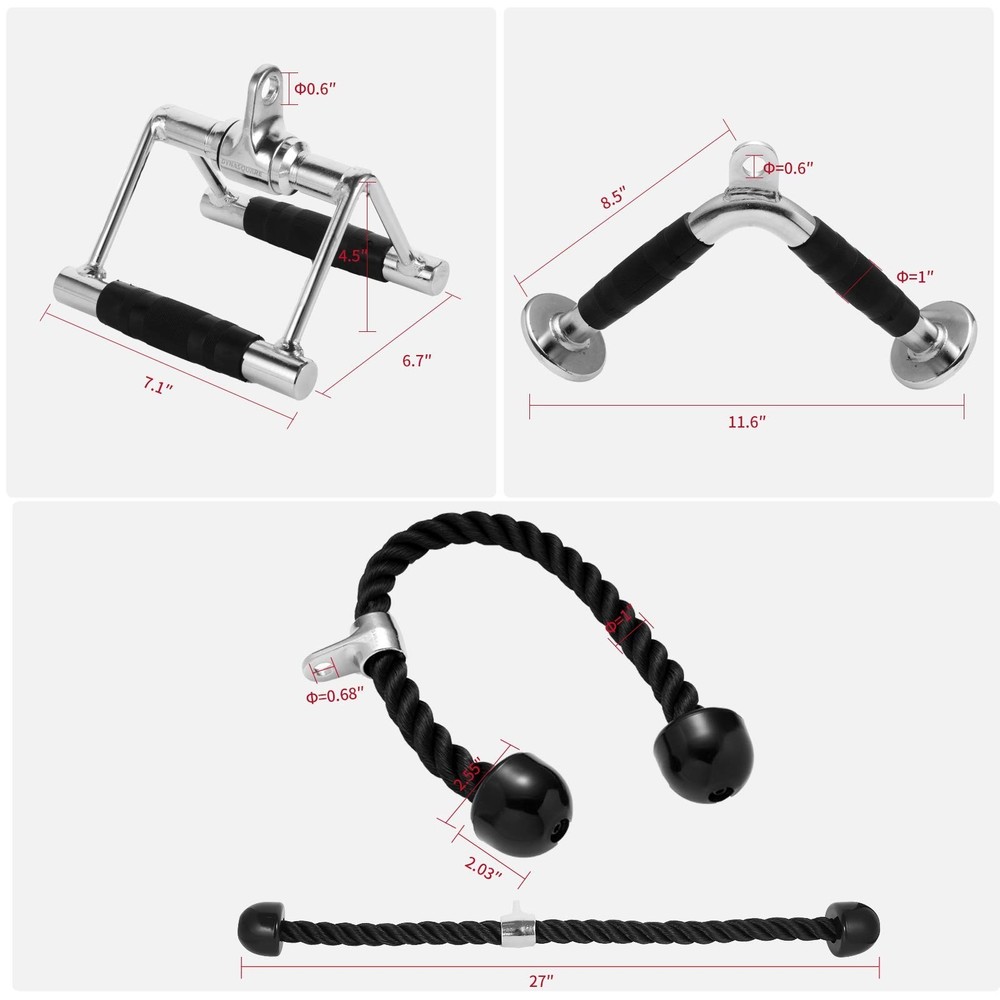 Tricep Press Down Cable Machine Attachment, LAT Pulldown Attachments, Home Gy...