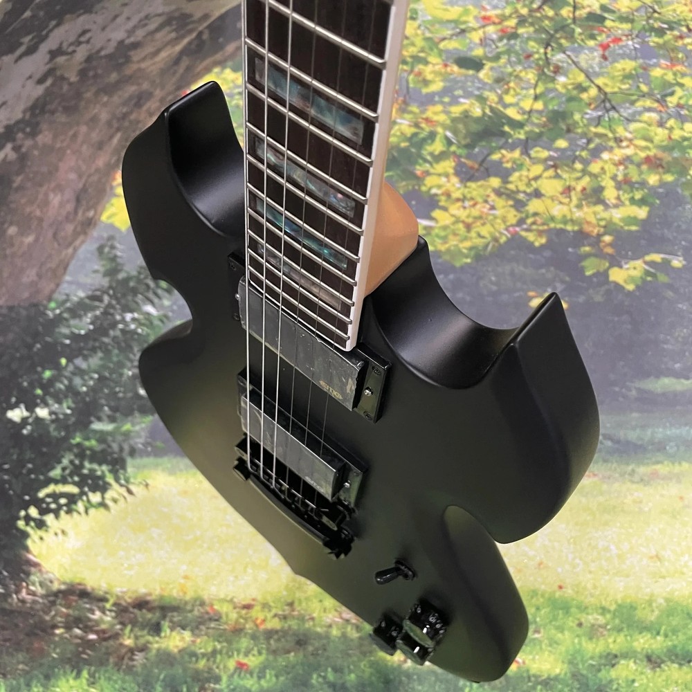 Customized Electric Guitar Black Matte Solid Body 6-String Free Shipping