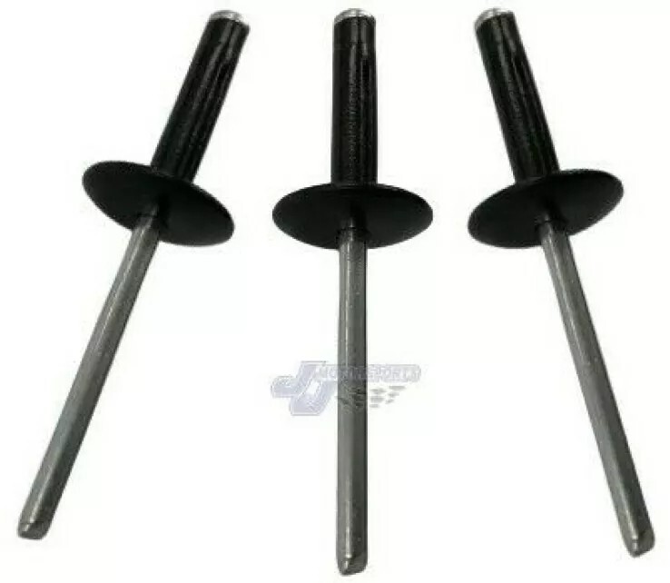 Large Head Black Exploding Rivets Pop Rivet 25 ct. Tri-Fold Racing Fasteners