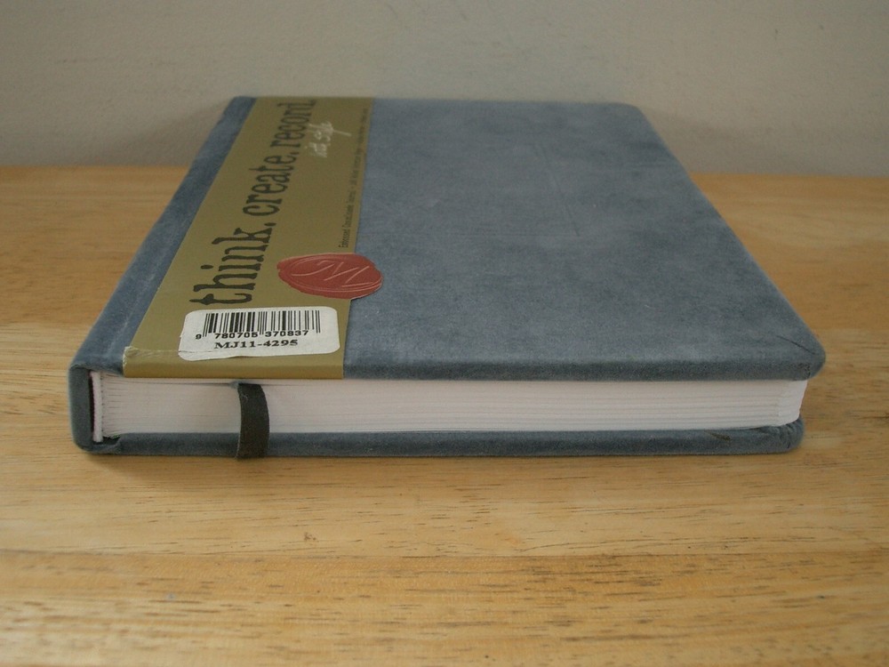 Think. Create. Record. Embossed Casualsuede Journal Blue