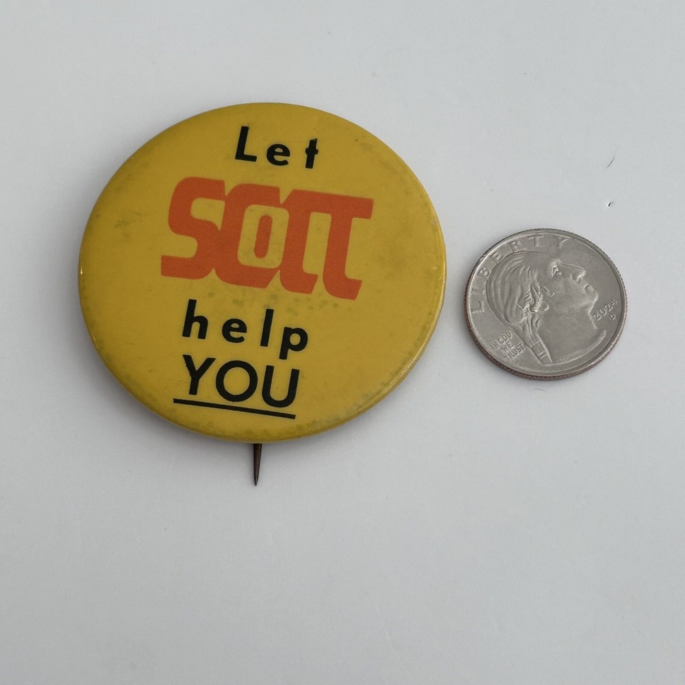 Vintage Let Scott Help You Button Pin Pinback