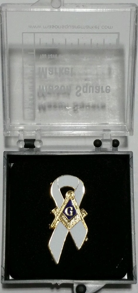 Freemason White Ribbon Lapel Pin