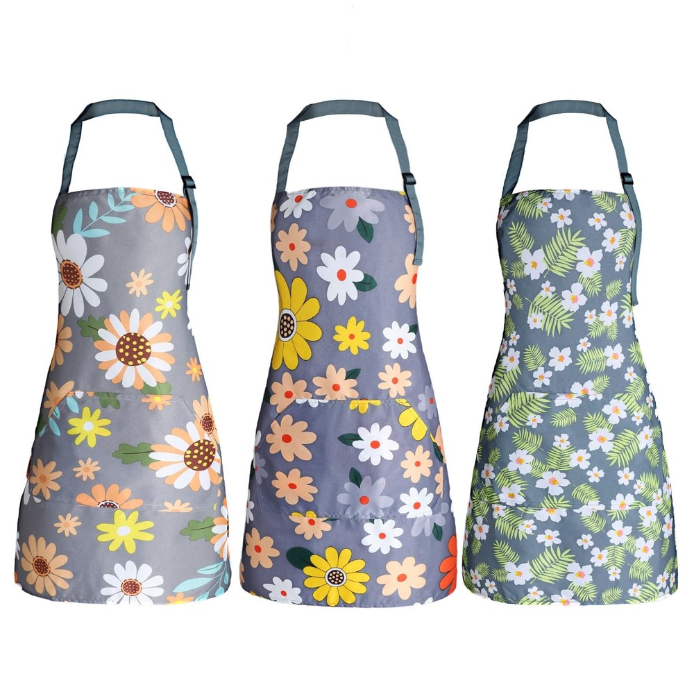 Apron for with Pockets, Adjustable Waterproof Floral Chef Aprons for Kitchen,...