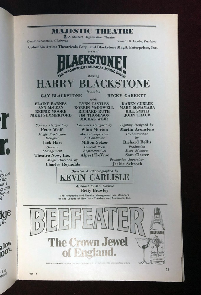 Original Harry Blackstone! Broadway Playbill
