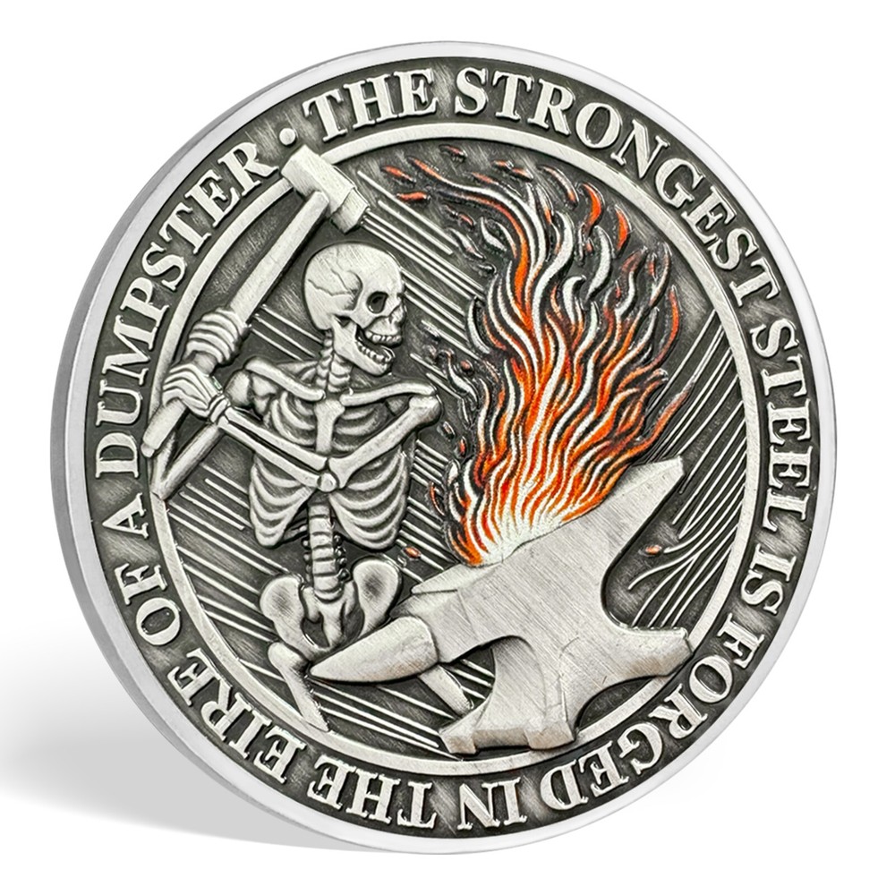 30pcs Everything Is Fine Skeleton Dumpster Fire Challenge Coin Humor Thanks Gift