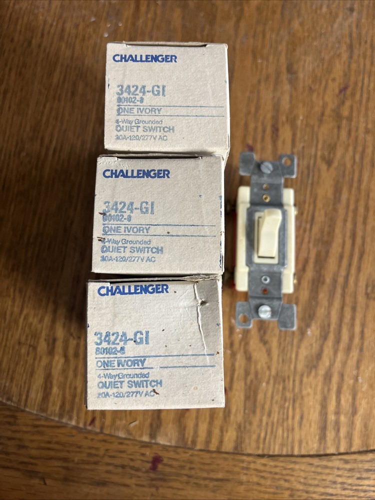 [3 Pack]CHALLENGER 3421-G1 Single Pole Quiet Toggle Switch 20A Spec Grade -