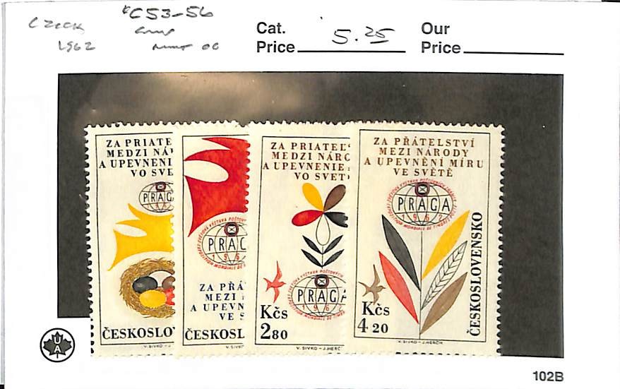 Czechoslovakia Postage Stamp, #C53-C56 Mint Hinged, 1962 Air Post (AB)
