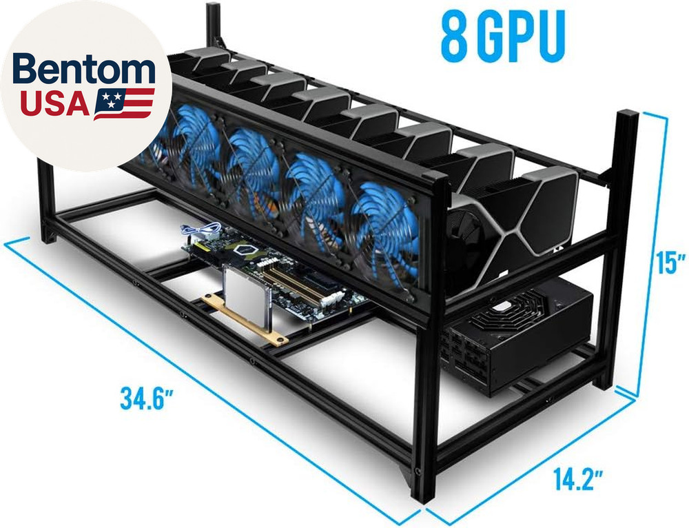8 GPU Miner Rig Case Frame – Premium Stackable Aluminum Mining Rig Enclosure for