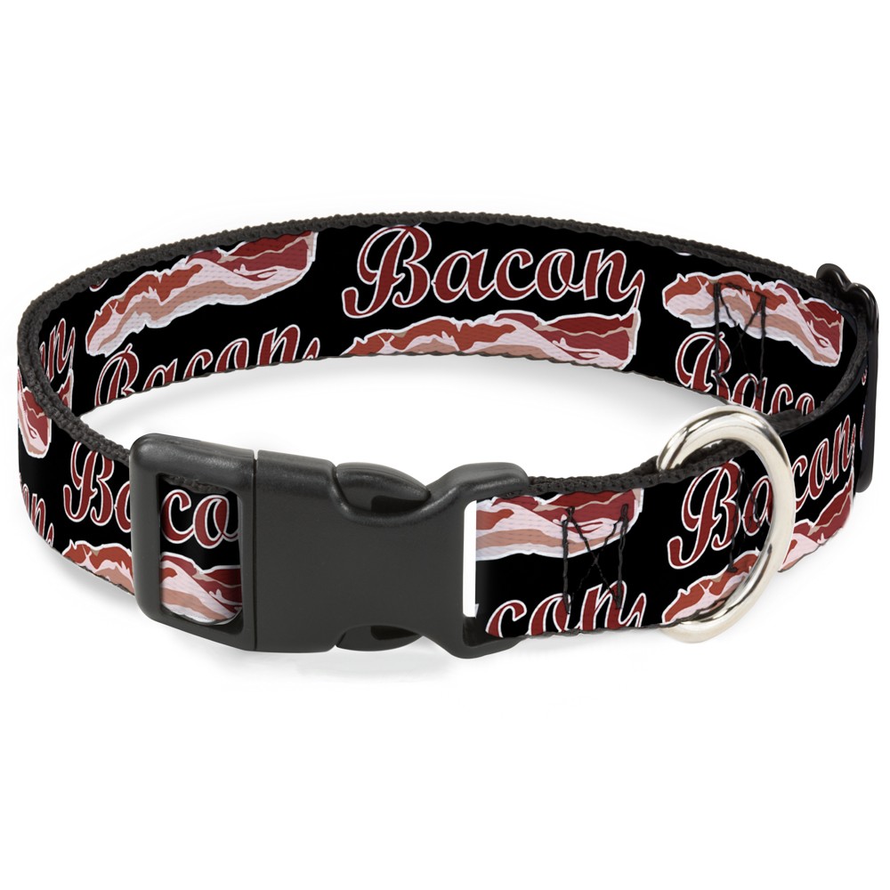Plastic Clip Collar BACON Baseball Script Small 9.5-13"