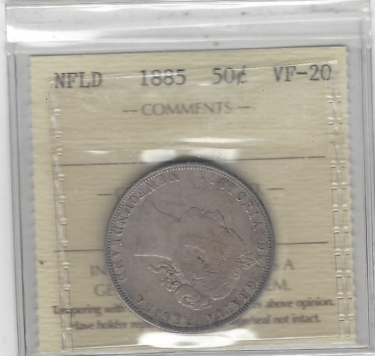 1885 ICCS Graded Newfoundland, Fifty Cent **VF-20**