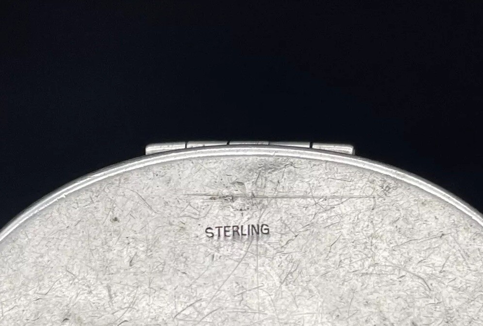 Sterling Silver Pill /Trinket Box Raised Floral Decoration