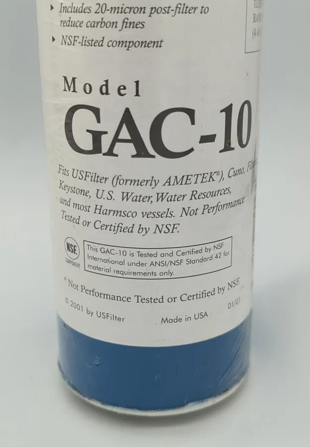 US Filter GAC-10 Drinking Water FilterTaste Odor Chlorine (9-3/4" x 2-7/8")