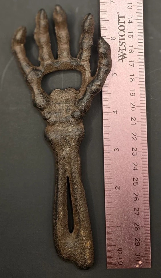 Cast Iron Hand Bones Bottle Opener Monkey Hand Rust Tone Halloween