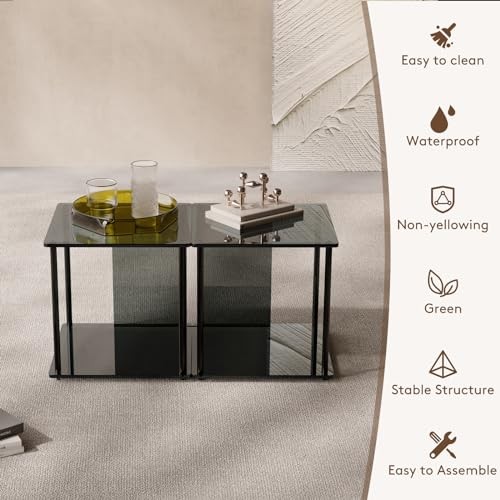 Acrylic Modern Side Table, Small End Table, Nightstand with Storage for Black