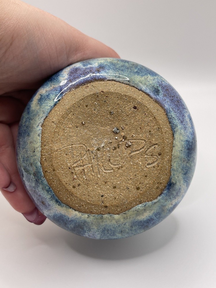 Vintage Studio Ceramic Pottery Bowl Dish Blue Pot Decor Handmade Signed