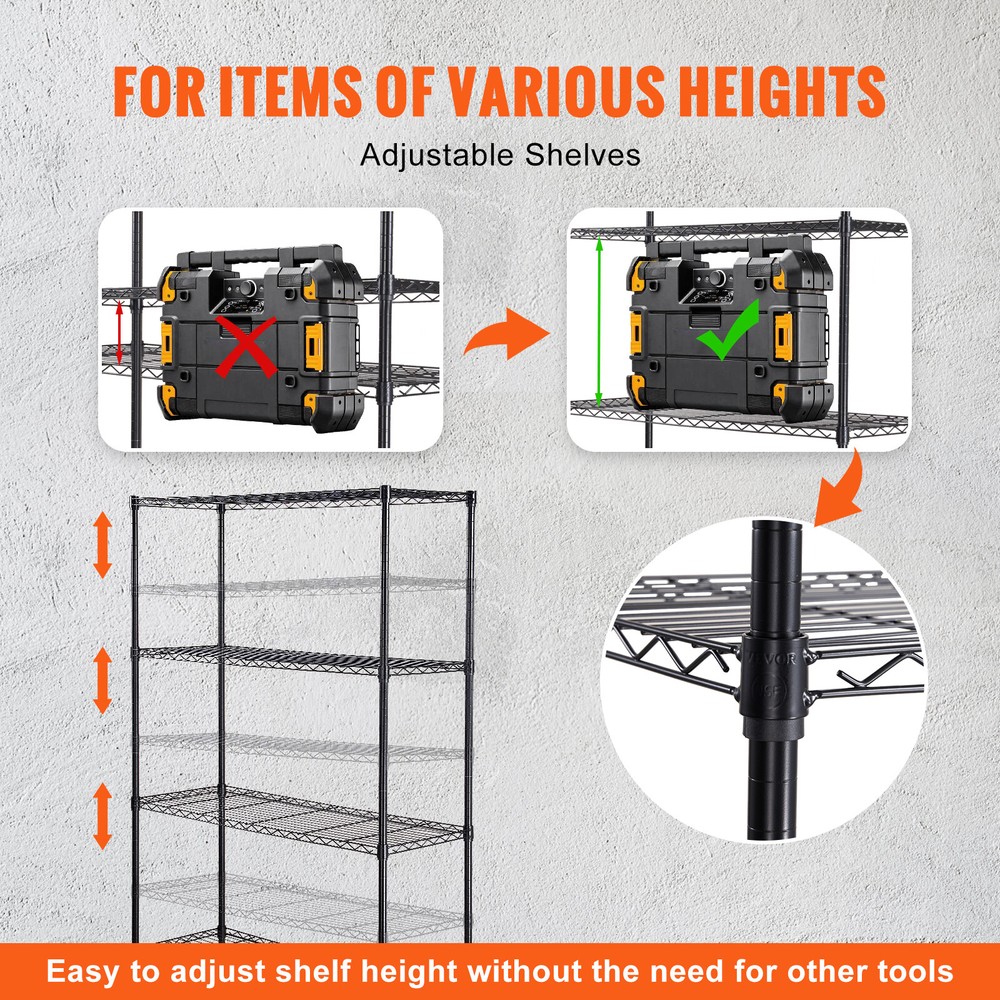 VEVOR Storage Shelving Unit Garage Storage Rack 4-Tier Adjustable 700 lbs Load