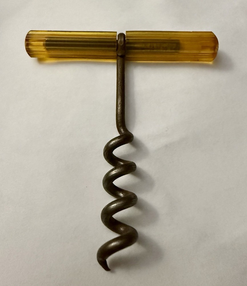 Vintage Amber T Handle Corkscrew Bottle Opener