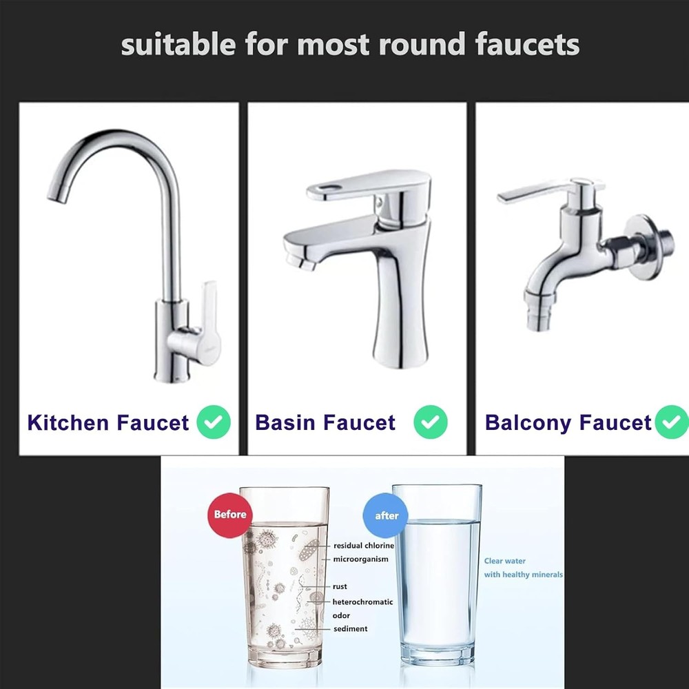 Faucet Water Filter Tap Filtration Kitchen Sink Mount Purifier System 360°Rotate