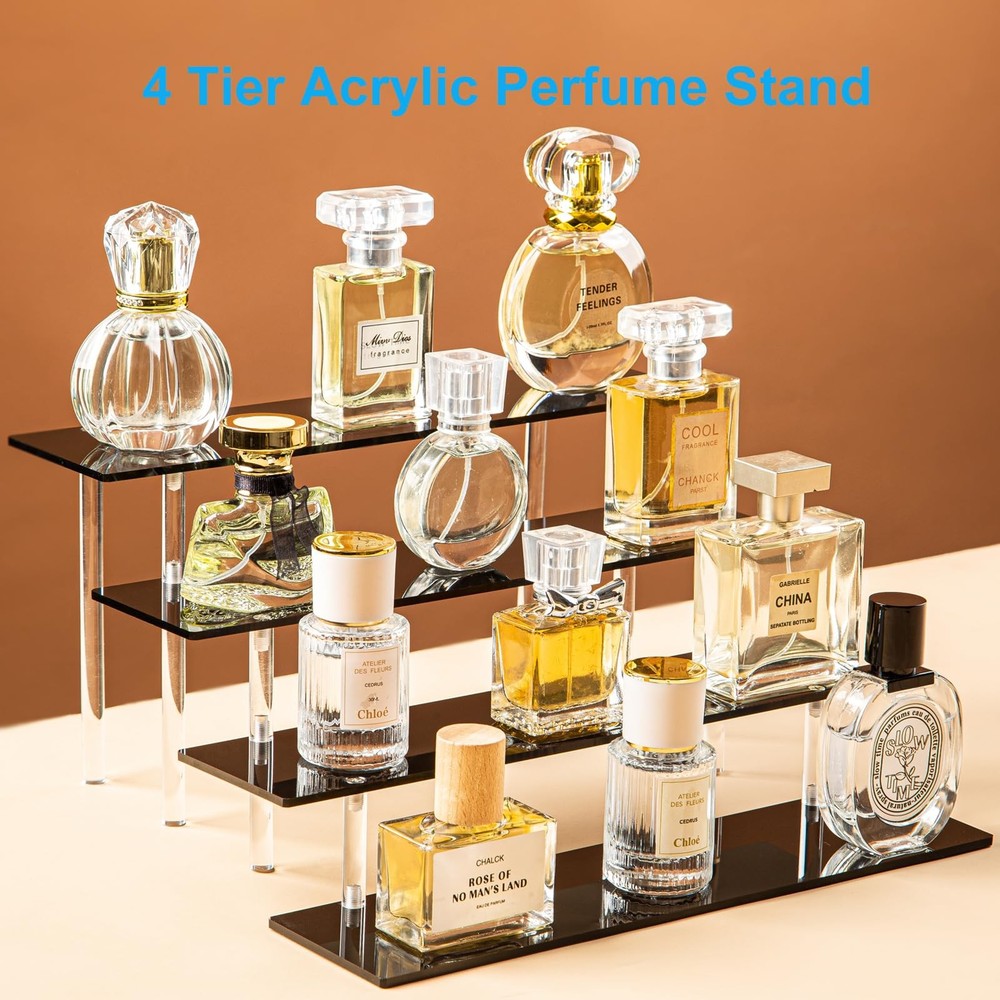 4 Tier Perfume Organizer Stand, Acrylic Risers Display Stands, Display Risers...