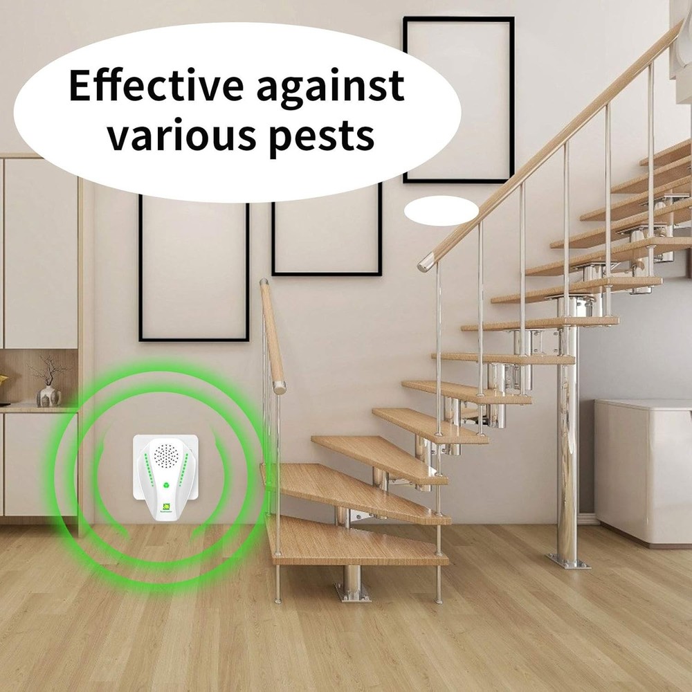 Ultrasonic Pest Repeller, White, Modern, Compact