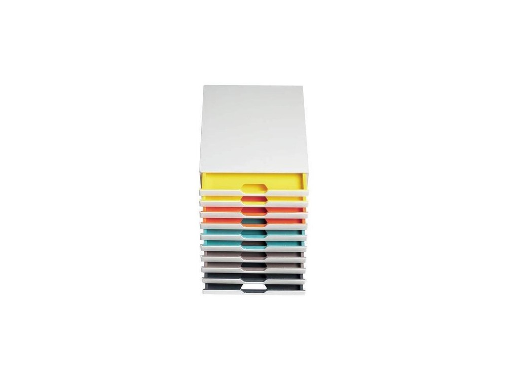 DURABLE VARICOLOR MIX 10 Drawer Desktop Storage Box, White/Multicolor