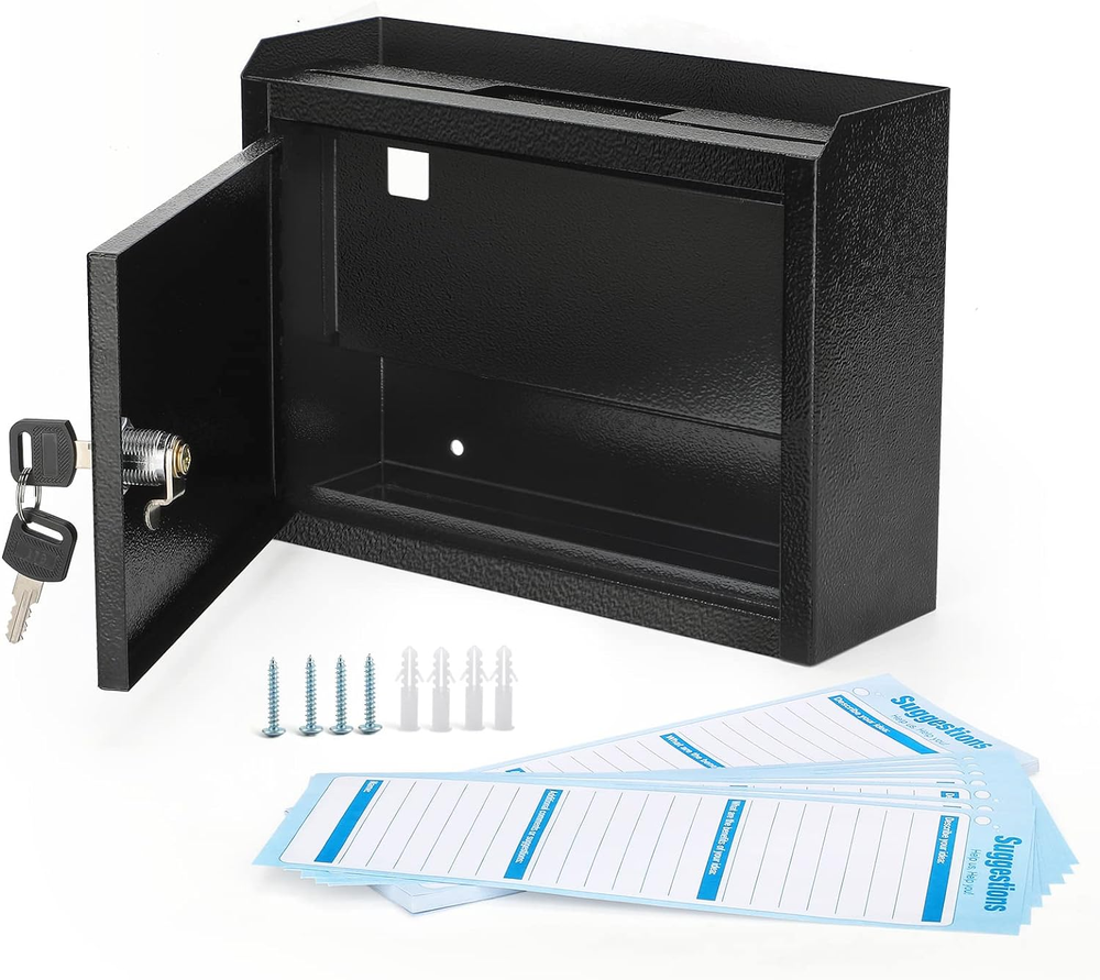 Metal Suggestion Box with Lock, Seure Locked Mail Box,Wall Mounted Mailbox Drop