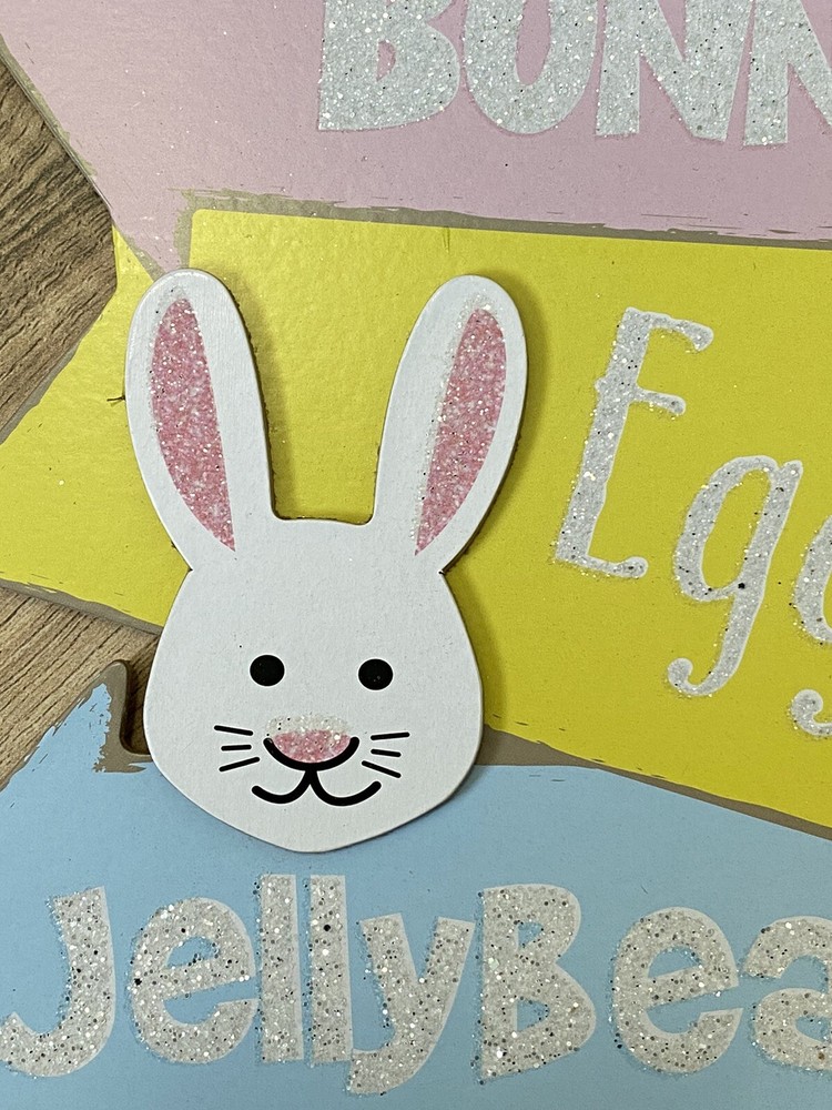 Stacked Directional Easter Wall Signs Glittery Welcome Easter Decor Bunny Eggs